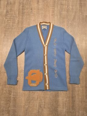 Original, Vintage 80's Blue, Letterman Cheer Acedemia Sweater, Womens M, CJHS
